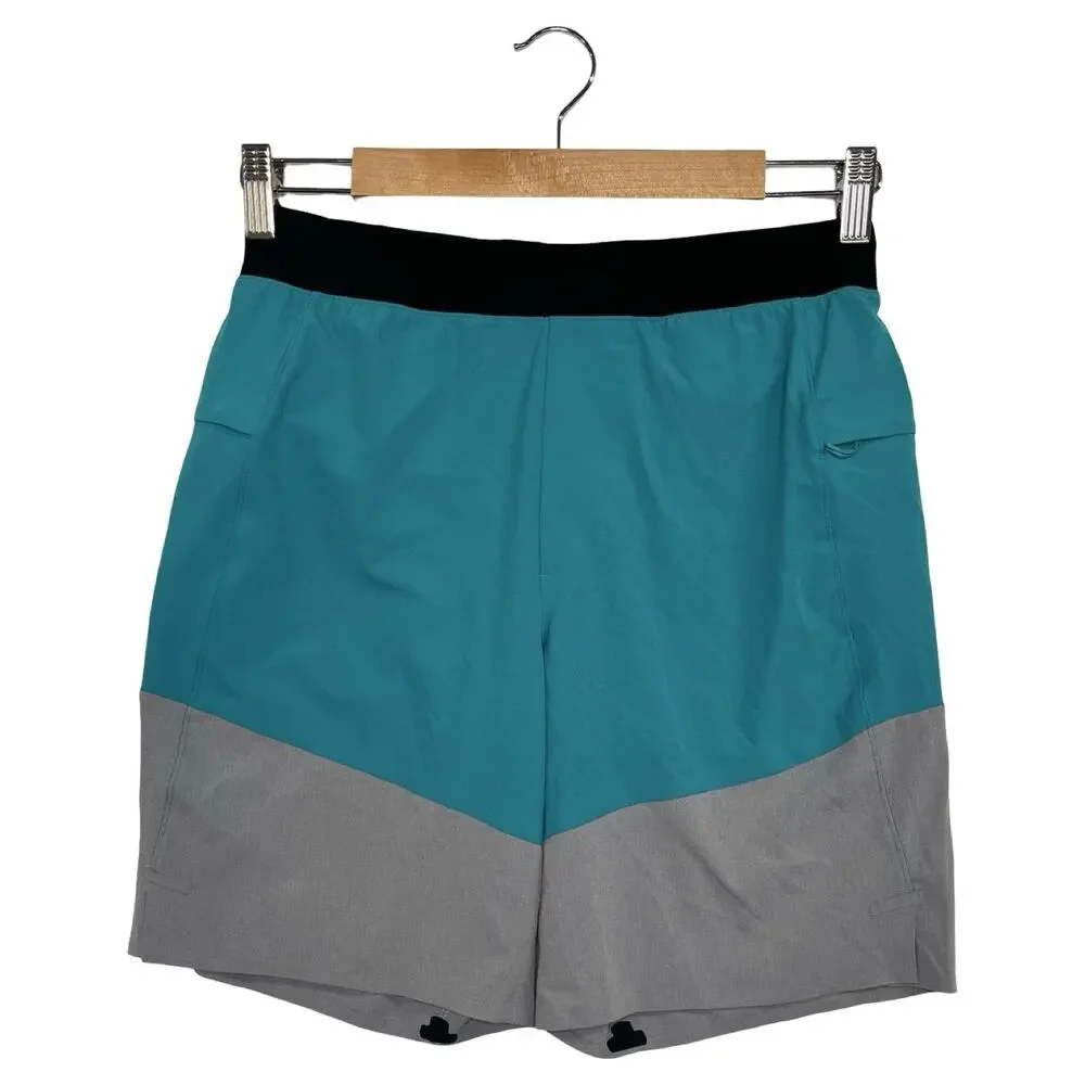 Lululemon Channel Cross Swim Short Mens Small Green Gray Lined Performance Beach